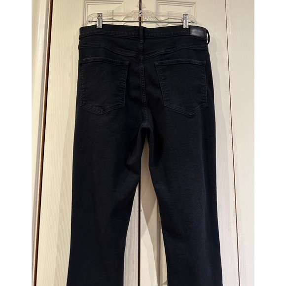 EXPRESS Black Super High Rise Slim Straight Ripped Knee Distressed Jeans 14 - Picture 10 of 12